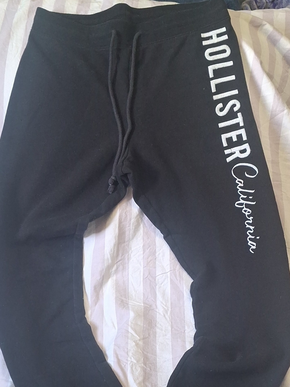 Hollister Black Sweatpants with White Logo